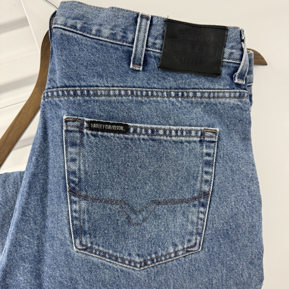 Vintage Harley Davidson MotorClothes Jeans Mens 38x34 Blue Biker Denim - Picture 2 of 10